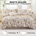 3pcs/set Leaf Floral Pattern Duvet Cover Set(1 Duvet Cover & 2 Pillowcase）Soft And Skin-Friendly Duvet Cover Bedding Set For. 