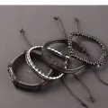 Tree of Life Alloy Accessories Four Combination Set Leather Men's Bracelet Wooden Beads Hand-woven Leather Ornament. 