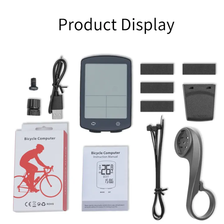 Wireless Bike Computer LCD Large Screen 3-inch Rechargeable With ...