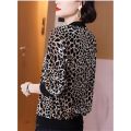 Stylish Leopard-Printed Velvet Zipper Bomber Jacket For Ladies. 