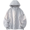 Outdoor UPF50+ Men's Hooded Sunscreen Jacket Summer Ultra Thin Zipper Pocket Windbreaker Elastic Cuffs Hiking Fishing Skin Coats.