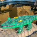 Inflatable Crocodile Shaped Surfboard Alligator Floating Pad for Pool Body Mat Replacement Surfboatd Daily Use Kids Swim Toy.