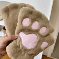 Lovely Plush Cat Claw Paw Gloves Plush Mittens Warm Soft Plush Short Fingerless Fluffy Bear Gloves Costume Half Finger Gloves. 