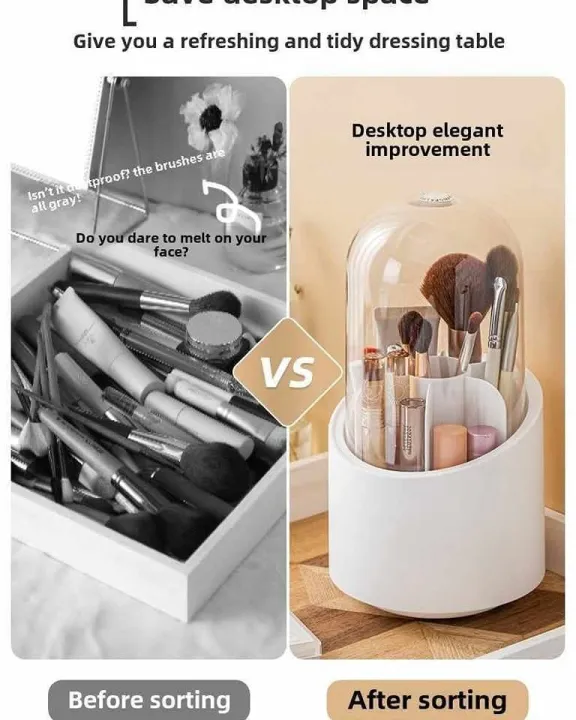 360%C2%B0%20Rotating%20Makeup%20Brush%20Holder%20%7C%20Transparent%20Brush%20Organizer%20Box%20with%20Lid%20%7C%20Dust-Proof%20Vanity%20Desktop%20Bathroom%20Counter%20Cosmetic%20Accessory%20-%20White%20(1-Piece)%20-%20Image%207