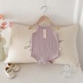 INS summer baby pit lace double button sling jumpsuit, baby girl simple and comfortable jumpsuit.