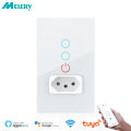 Melery Tuya Wifi Smart Brazil Light Switch Wall Socket Plug Outlet Touch Sensor Glass Panel Remote by Alexa Dot  Home lightify. 