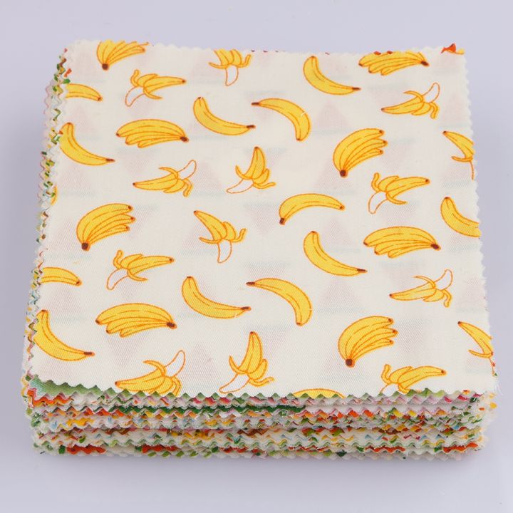 12Pcs/Set Fruit Series Printed Cotton Twill Fabric Patchwork,Square Shape Cloth Bundle For DIY Handmade Sewing&Quilting Material