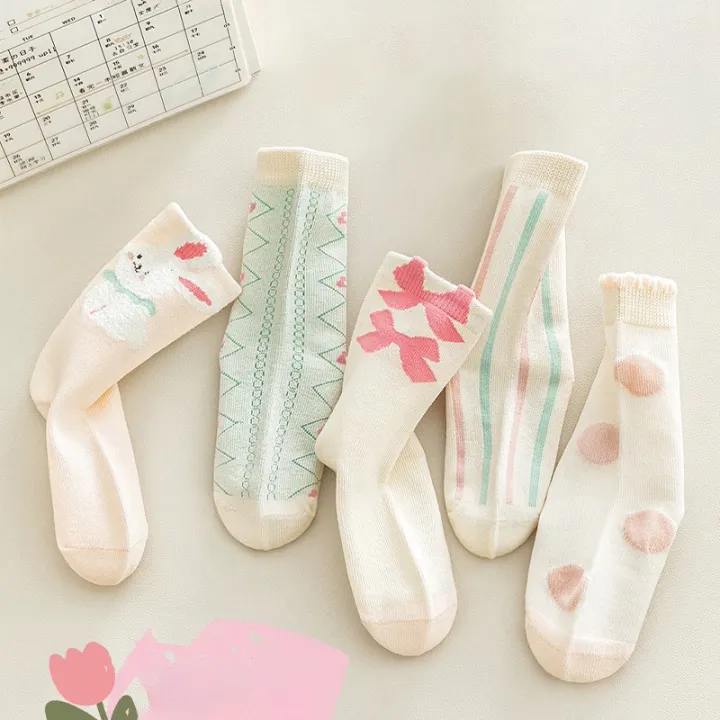 5%20Pairs%20Children's%20Socks%20for%20Girls,%20Sweet%20Cute%20Cartoon%20Rabbit%20Girl's%20Casual%20Socks%20(Autumn%20&%20Spring)%20-%20Image%202