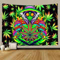 VIKAMA Trippy Stoner Alien Tapestry, Weed Leaf & Magic Mushroom Print, Aesthetic Hippie Wall Decor for Teen Room. 