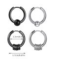 2pcs Stainless Steel Hoop Earrings For Men Small Circle Metal Ball Anti-allergic Ear Buckle Rock Hip Hop Artificial Jewelry. 