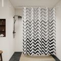 Modern Chevron Shower Curtain - Black & White Waterproof PEVA Bathroom Decor​. 