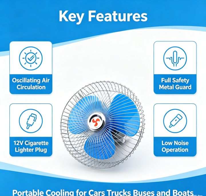 1Pcs%206%20Inch%2012V%2025W%20Portable%20Oscillating%20Car%20Cooling%20Fan%20Low%20Noise%20Metal%20Safety%20Guard%20For%20Vehicle%20Truck%20RV%20Boat%20-%20Image%202