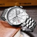 Watch for Men New Premium Stainless Steel / Leather Strap Luxury Men Watch Quartz Analog Business Chain Casual Wrist Dial LIGEx Watches For Boys Gents Silver Blue Black  Mini Gift Collection | mens watch mens watches casual. 
