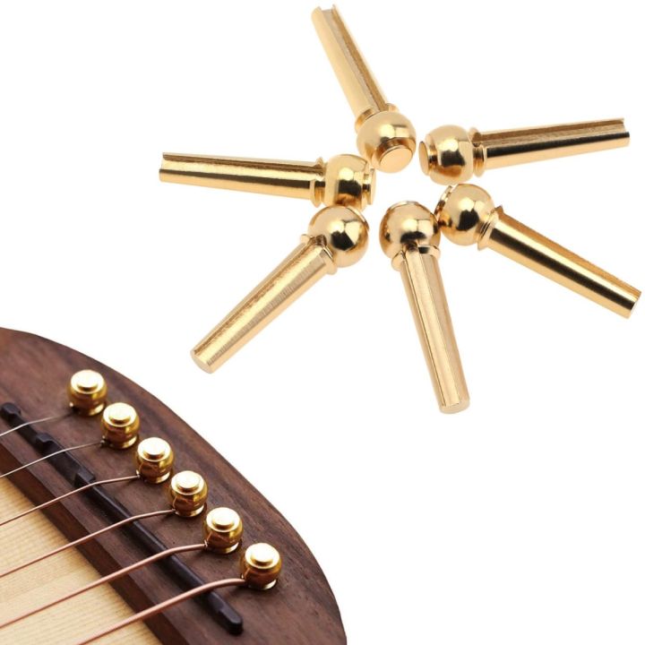 String Pin Gitar 6Pcs Guitar Strings Nail Metal Acoustic Guitar Bridge Pins Brass Fixed ...