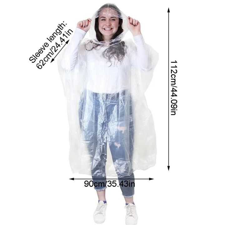 2pcs/Disposable Rain Ponchos Emergency Raincoat with Hood Clear Raincoat for Men Women Traveling Outdoor Camping Hiking Walking