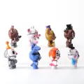 8 Pcs/Set FNAF Figure Freddy Bonnie Foxy Figures Collection Model Game Role Doll Nightmare Fredbear Figure Toys Gift. 