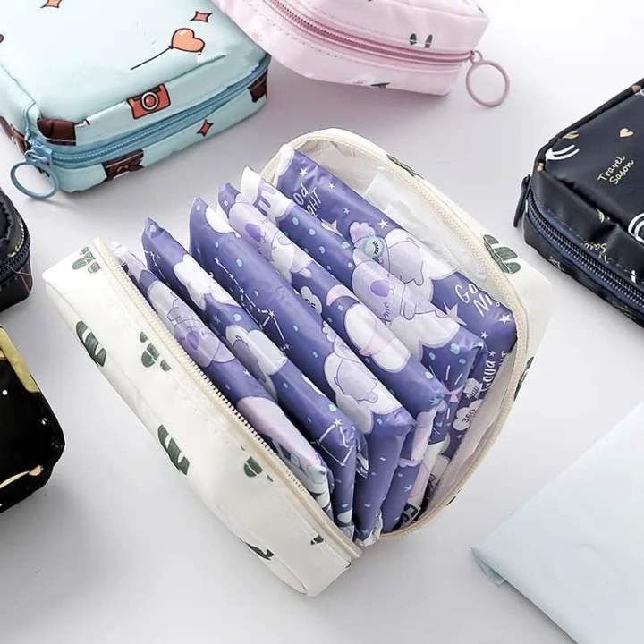 Waterproof Tampon Storage Bag Cute Sanitary Pad Pouch Portable Makeup Lipstick Key Earphone Data Cables Organizer