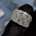 Huitan Gorgeous Women Wedding Rings Full with Bling Bling Cubic Zircon Engagement Party Statement Accessories for Female Jewelry.