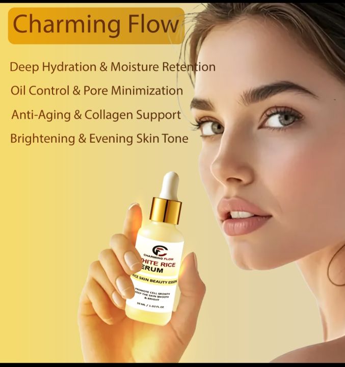 CHARMING FLOW White Rice Serum for Glowing Whitening Brightening Face 30ml