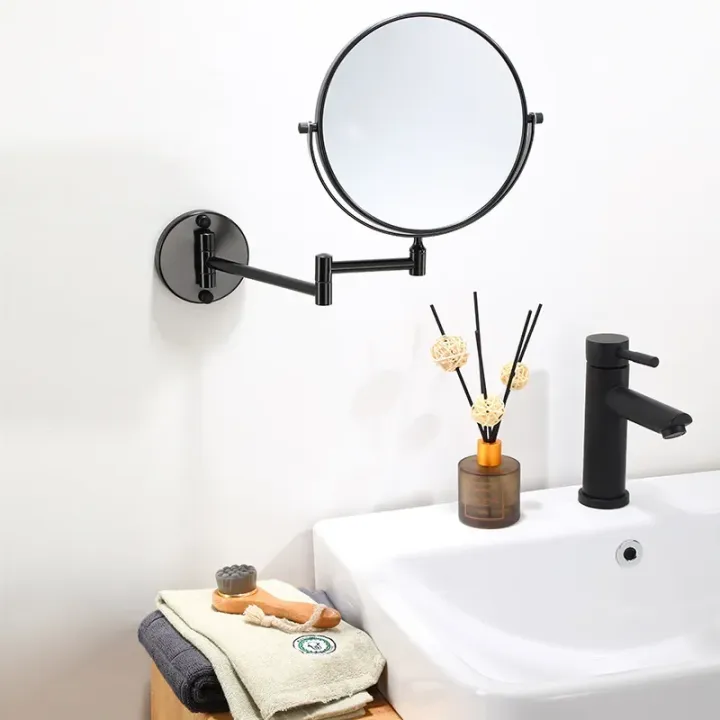 Dressing%20Mirror%20Wall%20Mounted%208%20Inch%20Magnifying%20Two-sides%20Mirror%20Space%20Aluminum%20Black%20%20Makeup%20Mirror%20Cosmetic%20Lady%20%20-%20Image%204