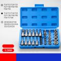 Professional 34pcs Torx Bit Socket & E-Torx Star Socket Set 1/4" 3/8" 1/2" Drive Male Female E-torx Bits Handheld Tool with Case. 