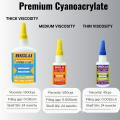 General Purpose Thin Medium Thick Liquid Super Glue Premium CA Adhesive Quick-Bonding for PVC Wood Metal Plastic and More. 