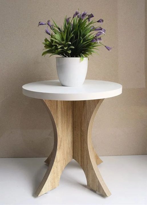 Si... Wooden Side Table/End Table/Plant Stand/Tea Table/Stool Living Room Furniture Round Shape (17 Inch)