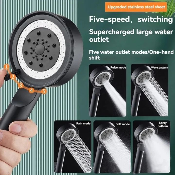 5 Modes Shower Head High Pressure Showerhead Portable Filter Rainfall
