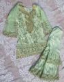 মহিলাদের জন্য নতুন পাকিস্তানি স্টাইলিশ শারারা ঘারারা হালকা সবুজ রঙের 3 পিস সেট.