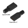 1Pc USB-A to DC 5.5x2.1mm Power Adapter Tip Cable, Male/Female DC Jack Connector for 5V.