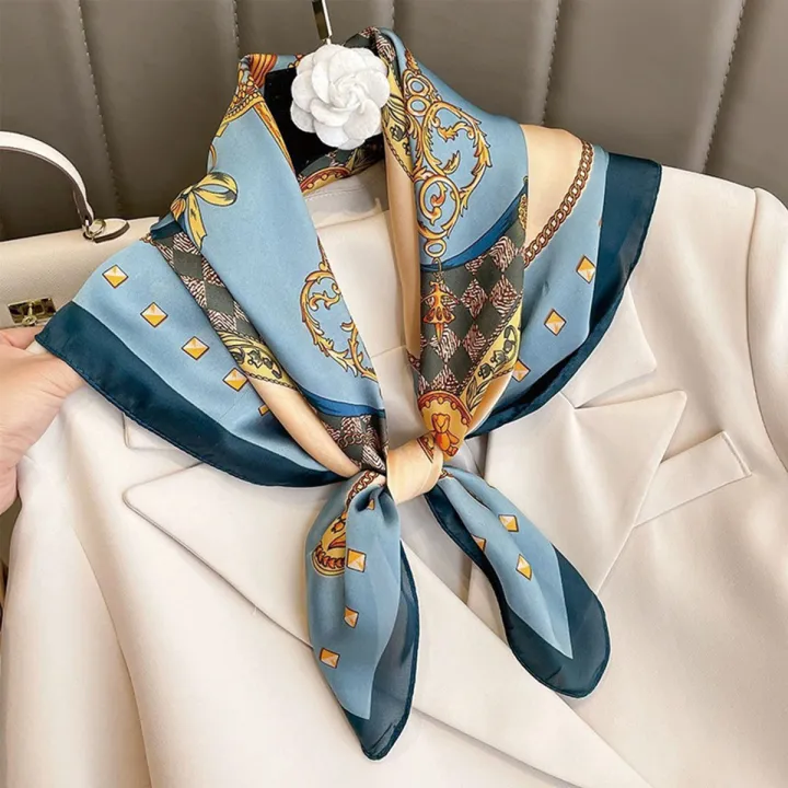 70x70cm%20Fashionable%20Korean%20Style%20Silk%20Square%20Scarf%20Satin%20Print%20Hairband%20Necktie%20Hair%20Accessory%20Headscarf%20Versatile%20Wrap%20Scarf%20-%20Image%203