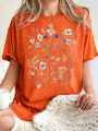 Beautiful Flower Clusters Printing Woman T-Shirt Summer Oversized Short Sleeve O-Neck Cotton T Shirts Y2K Women Sports Tops. 