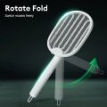 Foldable Electric Mosquito Killer Fly Swatter Trap USB Rechargeable Mosquito Racket Insect Killer with UV Light Bug Zapper 3000V. 