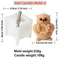 3D Reading Owl Animal Candle Mold Cute Keyboard Flower Owl Silicone Mold for Cake Decorating DIY Aromatherapy Plaster Wax Mold. 