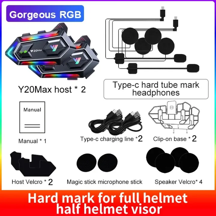 Y20%20MAX%20Motorcycle%20Helmet%20Bluetooth%20Headset%20Intercom%20RGB%20Colorful%20Light%20With%20Mixing%20V5.3%20Effect%201000mAh%20Battery%20IPX6%20Waterproof%20-%20Image%207