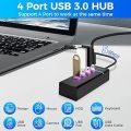 Rifah USB 3.0 Hub, 4-Port USB Hub, 5Gbps Multiport USB Splitter, Multi USB Port Expander with 1ft Extended Cable, for MacBook Pro Air, Dell, Asus, HP, Laptop, Xbox, Flash Drive, HDD, Printer, Camera, Mouse. 
