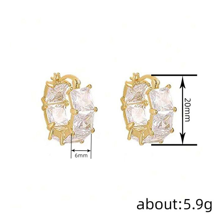 Huitan%20Princess%20Square%20White/Black%20CZ%20Hoop%20Earrings%20for%20Women%20Luxury%20Accessories%20Wedding%20Party%20Temperament%20Elegant%20Lady%20Jewelry%20-%20Image%205