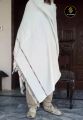 Off White Shawl For Men - Baghdadi Iraqi Style 4 Border Chadder Kashmiri Dhussa Wool Shawl. 