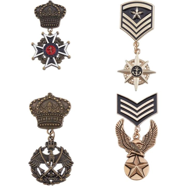 Brooch Pin Republique Francaise Eagle Hanging Charms Lapel Pins Military Hero Medals Retro Shield Geometric Alloy Medal Brooch