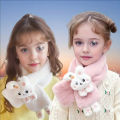 Boys Girls Winter Scarfs Thick Plush Cross Children's Scarf Baby Bib Cute Cartoon Rabbit Faux Fur Neck Protection Warm Shawl.