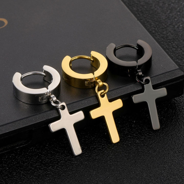 2pc%20Stainless%20Steel%20Men%20Cross%20Stars%20Punk%20Dangle%20Earrings%20Gothic%20Woman%20Cross%20Ear%20Hoop%20Earrings%20Huggies%20Pendant%20Piercing%20Jewelry%20-%20Image%202
