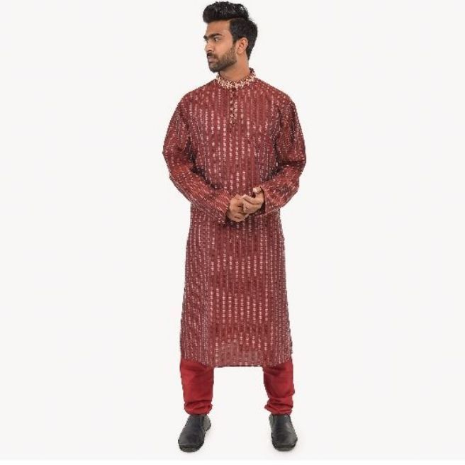 Male Long Sleeve Kurta Rich Fashion Wear - Full Set