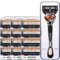 Manual Five-blade Razor Professional Progide Shaving Razor For Men Smoth Close Clean Save Adjustable Reusable Heavy Duty Wet Shaving Manual Shaver Personal Washing Cleaning Care - Germany China Imported. 