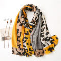 Spring Designer unique luxury brown ladies wild leopard scarf female long scarf shawl thin brown fashionable scarf long shawl.