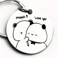 Featuring a Cute Bubu Dudu Love You Keychain, Panda Bear Couple Design, Valentine's Day Anniversary Gift. 