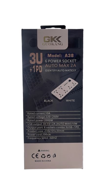 GKK Smart Universal Extension Board Multi Power Plug With 6 Power Sockets + 3 USB Ports Plug + 1 Type C For Electronics Mobile Charging Adapter With 1.8 Meter Heavy Duty Copper Wire White, Mobile Extension, USB Extension board, Extension Lead