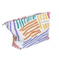 Colorful Stripes Corduroy Cosmetic Bag Portable Travel Toiletry Bag Skincare Sundries Aesthetic Makeup Storage Bag-zmt. 