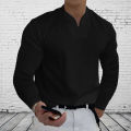 Men's Long Sleeve Shirts Casual Basic Solid Color V-Neck Clothes Comfortable Men's Work Tops. 