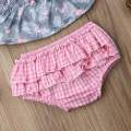 Newborn Baby Girl Flamingo Strap Tops Ruffle Shorts Sunsuit Summer 3pcs Outfits Set 0-24Month. 