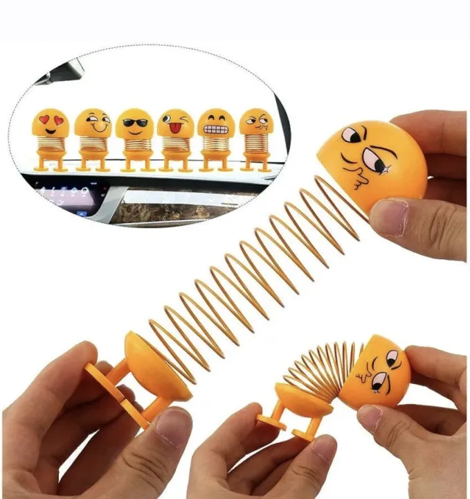 Spring Bouncing Heads Smiling Face Spring Doll Bobble Heads for Car Dashboard Funny Doll ...